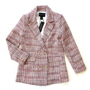 NWT Designer Pink tweed blazer
